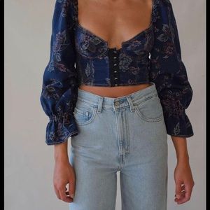 Urban Outfitters Jayden Balloon Sleeve Bustier Top